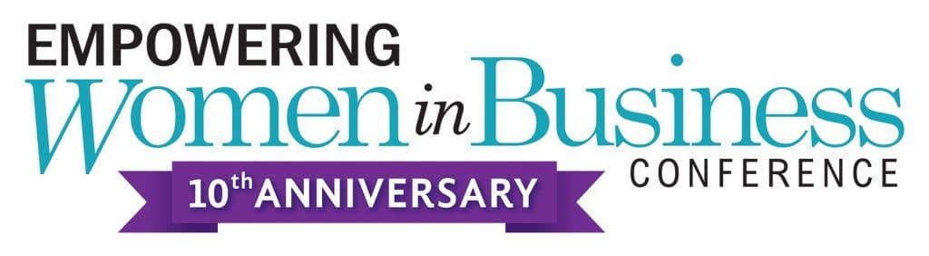 Empowering Women in Business Conference logo with 10th anniversary badge