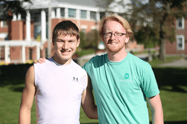 From left, freshman Jake Harasyko with sophomore Sean Jackson