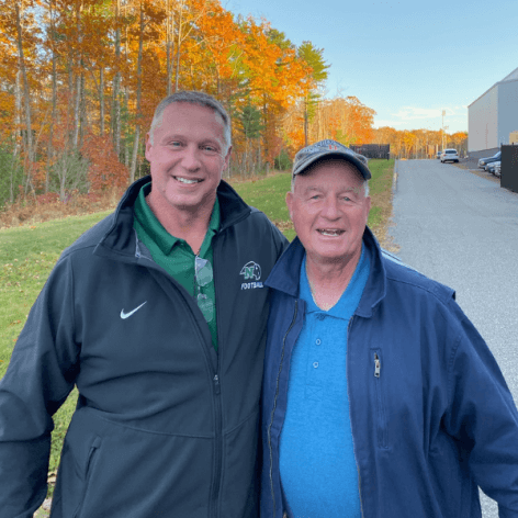 Bob MacPherson, right, with Nichols Assistant Football Coach Henry Large
