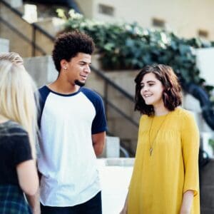 Students talking in a group