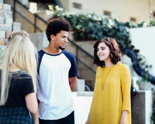 Students talking in a group