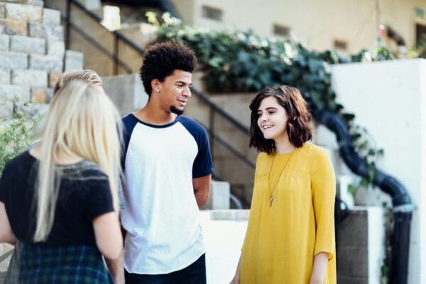 Students talking in a group