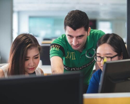 Students working on a computer