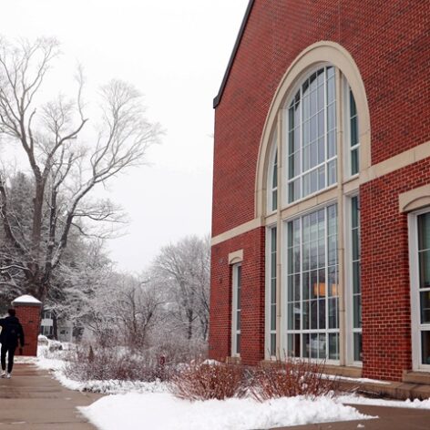 Academic Building campus winter scene