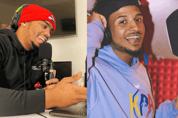 Brandon Teixeira and Elson Lopes speaking on their podcast