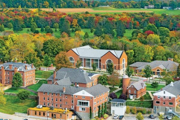 aerial view of Nichols College campus