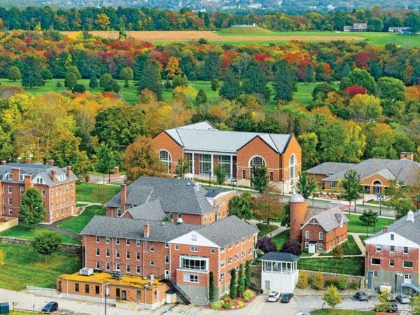 aerial view of Nichols College campus
