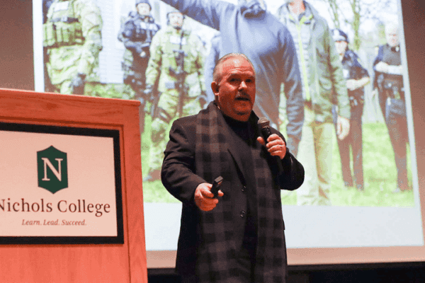 Casey Sherman gives a talk on the film and television industry in Massachusetts