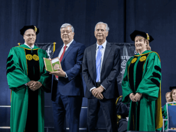 Nichols names presidents emeriti at 2024 commencement ceremony accepting his medallions
