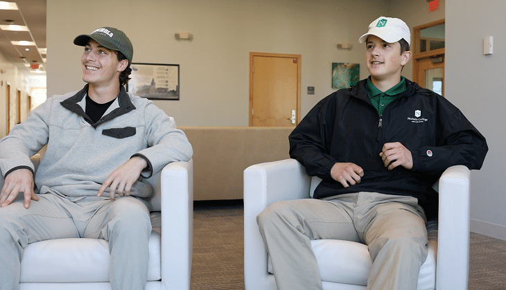 Dylan DeRubeis ’25 (left), Marketing major, and Dan Lee ’25 (right)