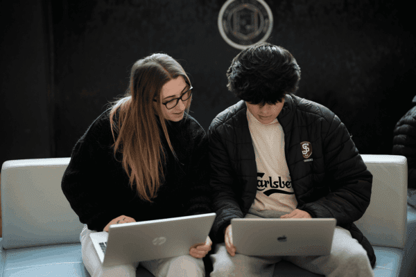 Students working on laptop