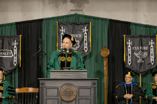 President Pieczynski making an address at his investiture