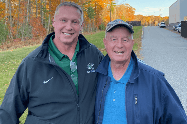Bob MacPherson, right, with Nichols Assistant Football Coach Henry Large