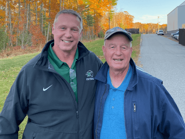Bob MacPherson, right, with Nichols Assistant Football Coach Henry Large