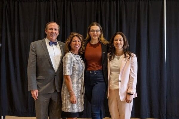 Nichols College President Glenn M. Sulmasy; former Massachusetts Lieutenant Governor Karyn Polito; Finance major Emma Dix ‘24; Director of the Nichols College Institute for Women’s Leadership Leslee Ruggeri