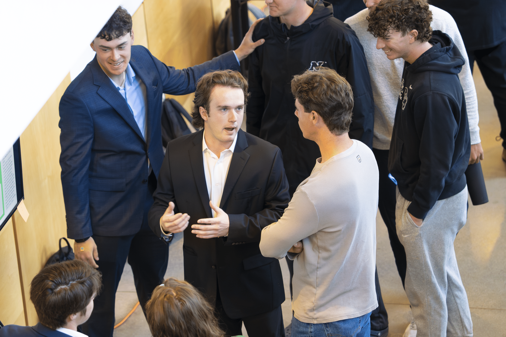 Photo of Ryan Michonski presenting his research project.