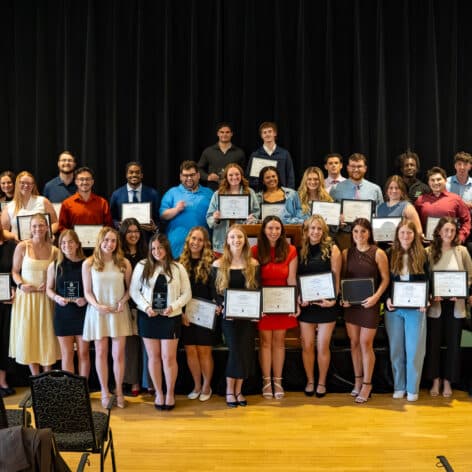 Group photo of student leadership award winners