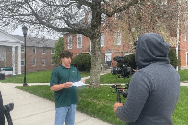 A Nichols College student completes an internship while helping produce the college's episode of The College Tour.