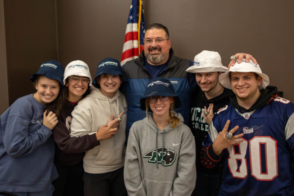 Photo of Andruzzi with Nichols College students