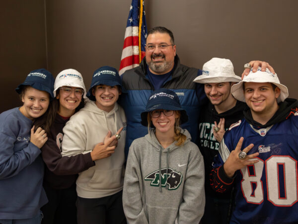 Photo of Andruzzi with Nichols College students